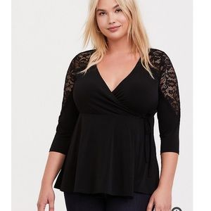 Lace inserts wrap top